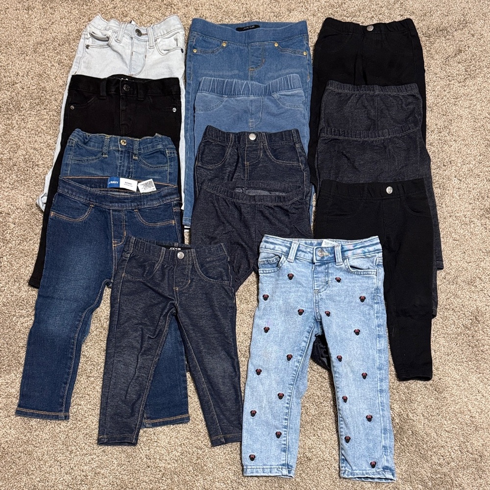 Huge 2T Toddler Girl’s Pants & Jeggings Bundle Lot